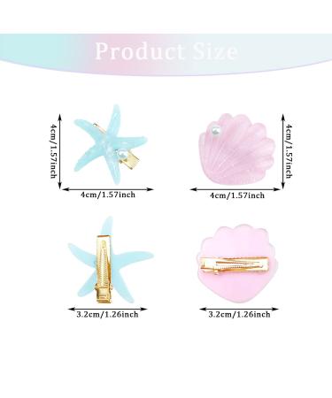 8 Pack Starfish & Sea Shell Hair Clips - Beach Mermaid Hair Accessories for Women & Girls - Buy Online on GoSupps.com