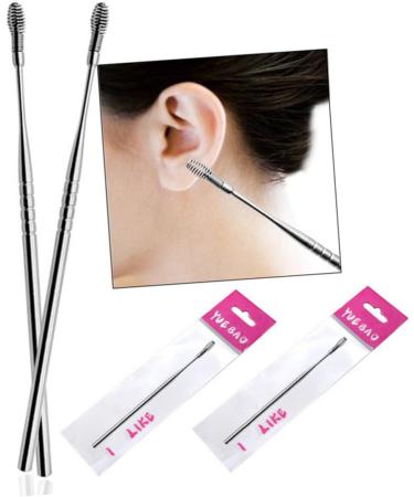 KALLORY 5pcs Ear Wax Scoop Kit - Ear Cleaner Spring Tool Ear Spoon Silver Wax Remover - Buy Online on GoSupps.com