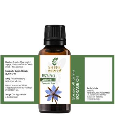 Sheer Essence Borage Oil- (Borago Officinalis)- Carrier Oil 100% Pure Natural Undiluted Uncut Therapeutic Grade Oil 0.33 Fl.Oz. - Buy Online on GoSupps.com