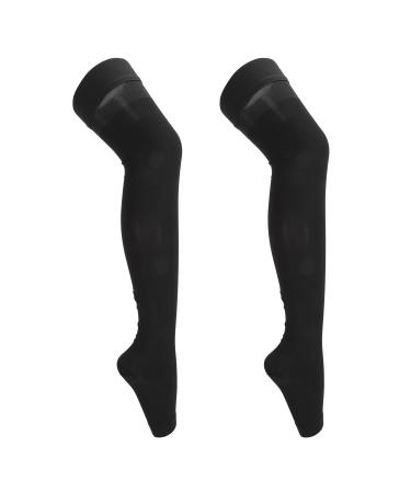 Open toes compression socks black compression socks 23 to 32 mmHg light comfortable elastic support socks are suitable for women when traveling in the family (XL)