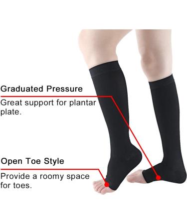 Bacophy Compression Stockings for Women - 15-20 mmHg Open Toe Calf Socks - 2 Pairs - Comfortable & Supportive Ships Internationally - Buy Online on GoSupps.com