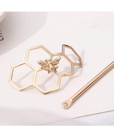 Dainty Geometric Bee Hair Sticks - 2Pcs Minimalist Gold & Silver Hairpins for Chignon Buns | Women's Hair Accessories - Buy Online on GoSupps.com