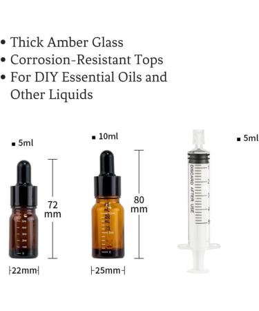 Buy Leakproof Amber Dropper Bottles 0.1 & 0.3 oz - 5ml Syringe Extract Tool & Tincture Bottles for Essential Oils - International Shipping Available - Buy Online on GoSupps.com