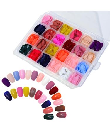 576Pcs Medium Square Nails Colored Fake Nails Artificial Fingernails Acrylic Tip 12 Size for Women Long Ballerinas Nails Square Nails Nails Long