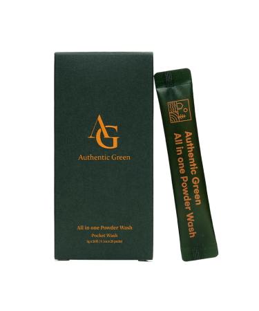 Authentic Green All In One Powder Wash Portable Natural Cleanser For Face Travel Friendly Skincare Easy Dissolving Powder Formula Hygienic Single Use Botanical Extracts 3g X 20P Packet Type 0.11 Ounce (Pack of 20)