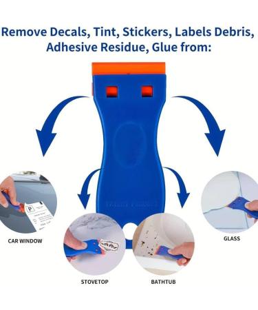 De Solv It Sticky Stuff Remover Liquid- 250ml with 10 Plastic Razor Blade Scraper for Cleaning Labels Sticker Remover Adhesive Glass - Buy Online on GoSupps.com