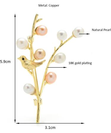 Pin Jewelry Gifts for Women Ladies Fashion Accessories Ladies Elegant Natural Flower and Bird Brooch Branch Plant Animal Party Wedding Brooch Brooches & Pins - Buy Online on GoSupps.com