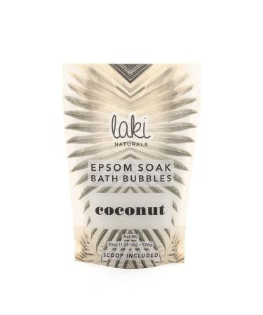 Laki Naturals Epsom Soak Bath Bubbles  Epsom Salts for Relaxation  Natural Bubble Bath Made from Coconut  Paraben Free Detox Bath Salts - Coconut  20oz (566g)