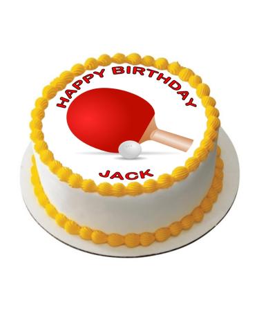 TABLE TENNIS 7.5" LARGE ROUND PREMIUM EDIBLE ICING CAKE TOPPER BAT BALL D1