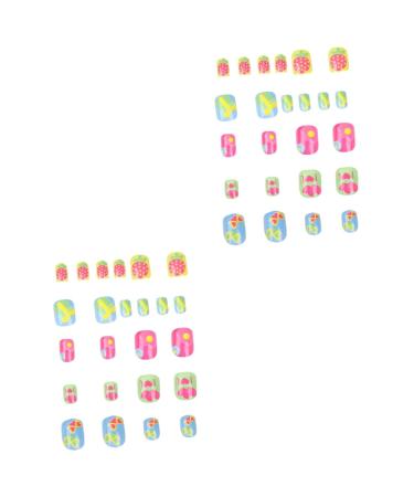 minkissy 2 Sets Nail Art Decals Eco-friendly Nail Stickers Colorful Kids Nail Stickers Kids Art Fake Nail Kids False Nail Cartoon Child Finished Nail Art