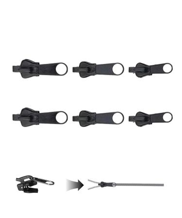 6 pieces of zip repair set zipper fix replacement repair universal set repair parts repair slide clip fixed zip kit metal repair for household puller zipper slide