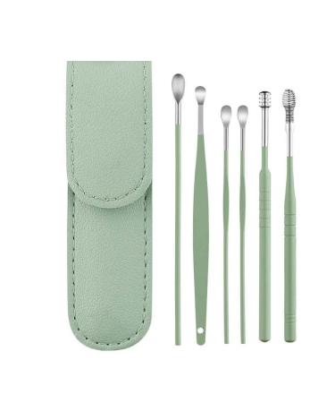 Bafnsiji 6pcs Ear Pick Earwax Removal Kit Ear Wax Remover Stainless Steel Ear Cleaning Tools with Storage Bag Reusable Ear Curette Wax Removal Set