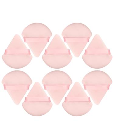 Makeup Powder Puff 10 Pieces Pink Triangle Cotton Sponge for Loose Powder Soft Face Body Cosmetic Foundation Contouring Powder Wet Dry Use Beauty Tools 2.75 x 2.55 inches