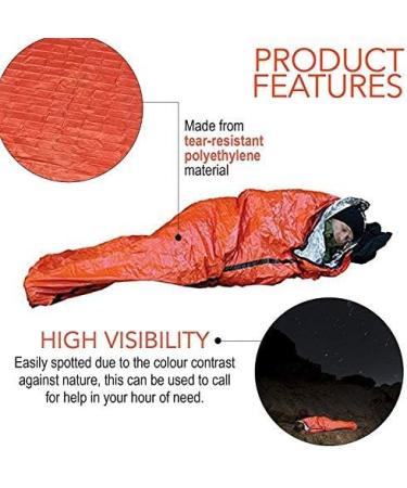 Bramble Thermal Emergency Bivouac Sack - 2 Pack Ultra-Light Waterproof Rescue Blankets for Camping Hiking & Emergencies - 213x91cm - Buy Online on GoSupps.com