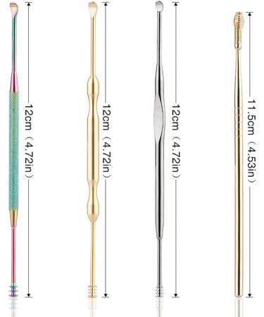 Stainless Steel Ear Cleaner Set - 4 Pcs Spiral Ear Picks for Earwax Removal - Assorted Colors - 12x0.5cm - 3 Sets - Buy Online on GoSupps.com