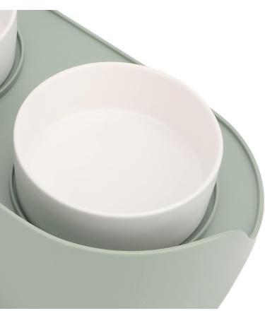 Kjaoyu Elevated Puppy Bowls for Food & Water | Ceramic Cat Bowls | Cervical Spine Protection | Double Feeder | Green & White - Buy Online on GoSupps.com