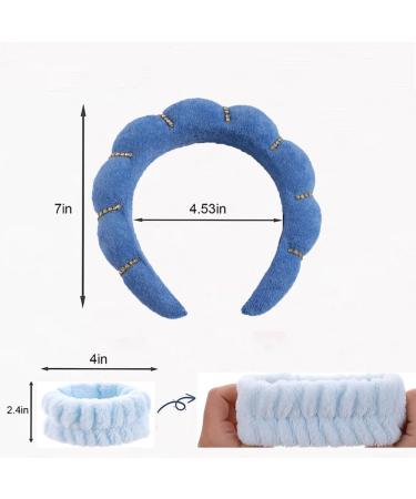 Vamotto Women's Makeup Headband with 2 Wash Wristbands- Soft Non-Slip SPA and Wash Headband for Daily Beauty Routine Perfect for Face Washing Skincare (Blue) - Buy Online on GoSupps.com