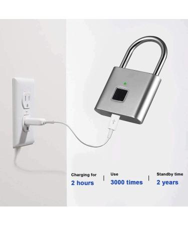 Fingerprint Padlock Porta Fingerprint Lock for House Door Suitcase Backpack Gym Bike Office IP66 Waterproof Outdoor Locker USB Charging - Buy Online on GoSupps.com