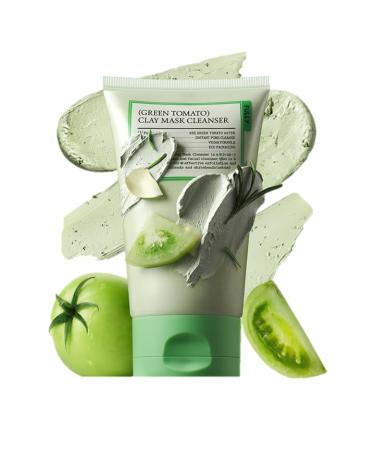 FULLY Green Tomato Pore Detox Clay Mask Cleanser Pore Minimizing Blackhead Care Sebum Control Exfoliation Vegan Face Wash Sensitive Skin Korean Skincare 4.05 fl.oz