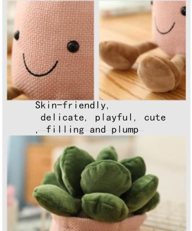 OUKEYI 9.8 inch Succulents Plush Toy Flower Pot | Stuffed Plushie Pillow Decoration | Cute Soft Plants Throw Pillow - Khaki | Christmas Birthday Gift - Buy Online on GoSupps.com