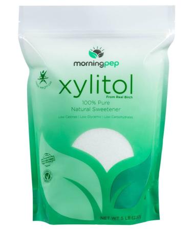 Morning Pep Pure Birch Xylitol (Keto Diet Friendly) Sweetener with no Aftertaste 5 LBs (Not from Corn) Non GMO Kosher Gluten Free Product of USA. 80 Onces 1 5 Pound (Pack of 1)