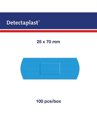 Detectaplast Blue Waterproof Metal Detectable Plasters - 100 Strips, 25x72 mm - Ideal for Catering First Aid Kits in Food Handling Environments - Buy Online on GoSupps.com