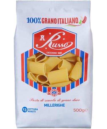  Italian Gourmet E.R. Russo Millerighe No. 26 Durum Wheat Semolina Pasta 100% Italian Wheat 500g Pack + 400g Box 12 Pieces - Buy Online on GoSupps.com