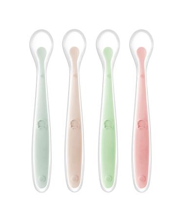 Tomedeks 4 Silicone Baby Spoons Soft Curved Baby Feeding Spoon Rice Porridge Spoon Soft Baby Spoon Set From 1 Month (color) - Buy Online on GoSupps.com