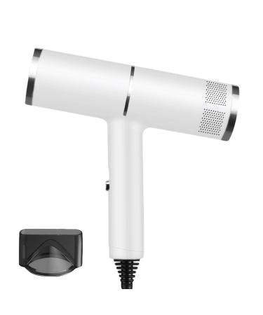 Blow Dryer with Diffuser - Ionic Blow Dryer Low Noise Lightweight Travel Blower Hairdryer for Normal & Curly Hair Hotel Household Dormitory US White