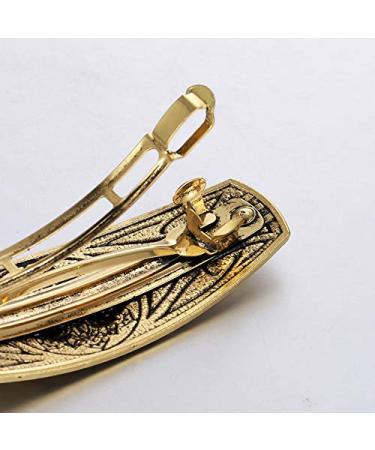 Celtic Knot Lotus Flower Hair Clip - Handcrafted Metal Barrette for Women/Girls - Gold - Buy Online on GoSupps.com