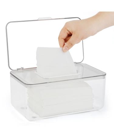 Flenpptly Baby Wipes Dispenser, Wipe Holder Wipes Container Large Capacity Keep Wipes Fresh & Easy to Open (Transparent)
