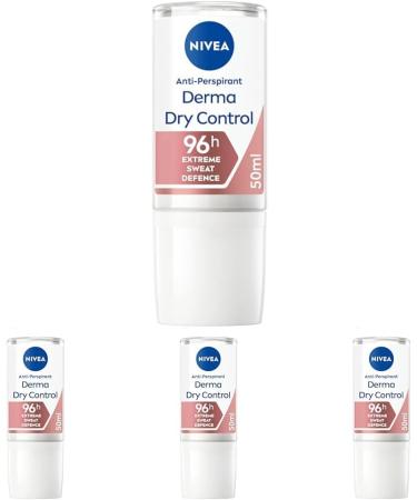 Nivea Derma Dry Control Antiperspirant Deodorant Roll-On - Pack of 4