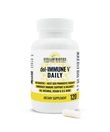 Del-Immune V Daily by Stellar Biotics All-Natural Immune Support & Gut Health Immediate Care Metabiotic: NextGen Probiotic Therapy (120 Caps) 120 Count (Pack of 1)