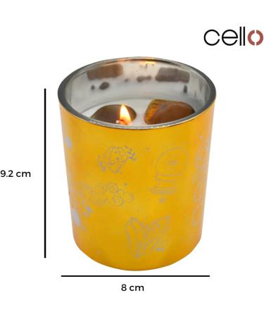 Cello Celestial Scented Candle with Tigers Eye Gemstones - Metallic Gold Candle with Brown Crystals - Ideal Gift for Men and Women - Buy Online on GoSupps.com