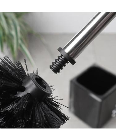 Compact Size Toilet Bowl Brush and Holder with Stainless Steel Handle Small Size Resin Holder Space Saving for Storage - Buy Online on GoSupps.com