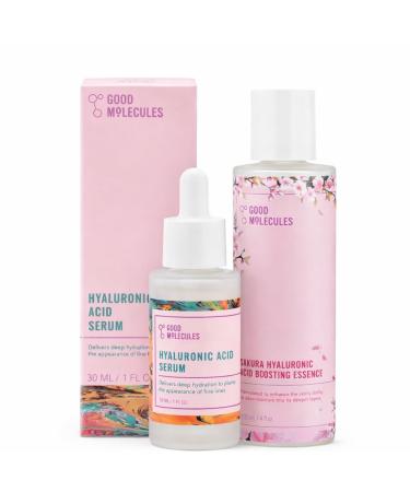Good Molecules Hyaluronic Acid Serum and Sakura Essence Duo Hydrating Skincare Set 30ml Serum with 100ml Boosting Essence All Skin Types