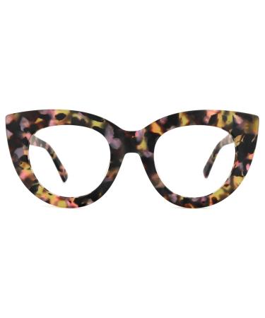 Zeelool Stylish Thick Cat Eye Glasses Frame for Women with Non-prescription Clear Lens WA575716 Wa575716-01 Tortoise Clear Lens