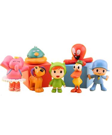 Pocoy0 Toys Set 7 PCS Cake Topper Mini Action Figure Dolls Cartoon Characters Figures Cake Decorations Playset Party Supplies for Boys Girls Don't eat