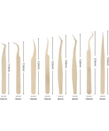 Buy Eyeline Tweezers Set - Stainless Steel Eyelash Extension Tweezers (8PC) for Professional 3D Volume Extensions - Perfect for False Lashes - International Shipping Available - Buy Online on GoSupps.com