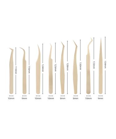 8pcs Eyelash Extension Tweezers Set - Curved & Straight Stainless Steel Beauty Tools for Professional Eyelash Application - Buy Online on GoSupps.com