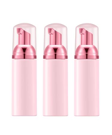 Lil Ray 2 Oz Empty Light Pink Foam Pump Bottle, Travel Foamer Soap Dispenser for Lash Shampoo, Hand Soap, Foaming Cleaner(Rose Red Pump, 3 PCS) 3 PCS Light Pink 1