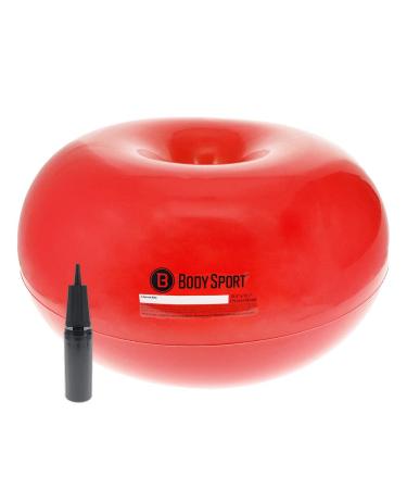 Body Sport Donut Ball  Durable, Inflatable Exercise Ball for Balance & Stability Training, Yoga, & Pilates Workouts  Use in Home, Office, Gym, or Classroom XL (75 cm x 40 cm) Red