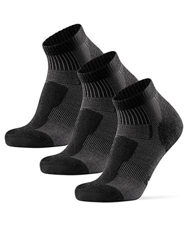DANISH ENDURANCE 3 Pack Low Cut Outdoor Hiking Socks in Merino Wool, Women & Men Black Medium