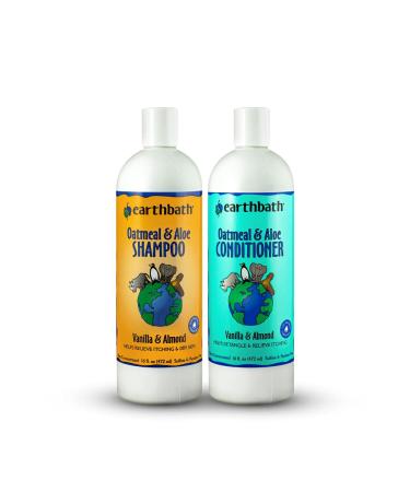 Earthbath Oatmeal & Aloe Shampoo & Conditioner Pet Grooming Set - Itchy, Dry Skin Relief, Made in USA - Vanilla Almond, 16 oz (1 Set)
