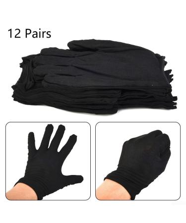 AIDNTBEO Practical and Comfortable Black Cotton Gloves 12 Pairs Soft Material For Sensitive Cleaning - Buy Online on GoSupps.com