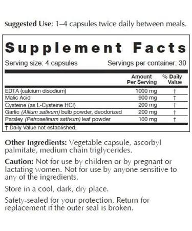Enhanced Garlic EDTA - High Potency Calcium Disodium EDTA with Malic Acid, Garlic, Cysteine, and Parsley - Proprietary Blend Free - Buy Online on GoSupps.com