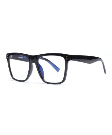 GLINDAR Blue Light Blocking Glasses for Women Men Oversized Square Computer Glasses Reduce Eye Strain Black