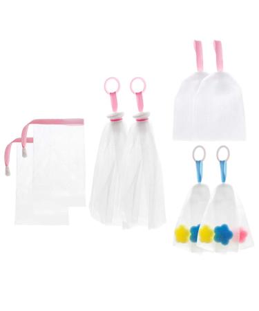 8pcs Bubble Mesh Bathing Drawstring Bag Pouch Bathing Face Washing Pouch
