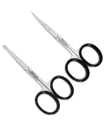 ProMax Facial Hair Scissors for Men -Curved And Rounded Blades Moustache, Nose Hair & Beard Trimming Scissors, Safety Use for Eyebrows, Eyelashes, and Ear Hair - 100 Percent Stainless Steel-30-7019P2