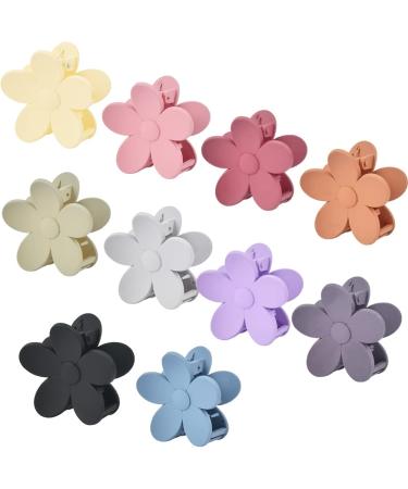 BUYGOO Flower Claw Clips 10Pack Matte Flower Hair Clips for Women Big Cute Claw Clips Nonslip Cute Hair Catch Barrettes Jaw Clamps 10 Colors for Medium Thick Hair Women Girls